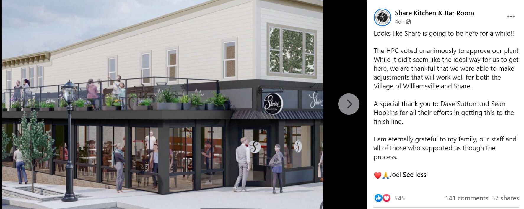 Share Kitchen Revised Expansion Plan Facebook Post